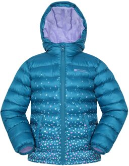 Kinder/Kinder Seizoenen Watercolour Gewatteerde Jas (Teal) - maat 3-4J / 98-104cm Groenblauw