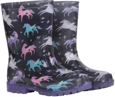 Kinder/Kinder Splash Unicorn en Regenboog Lichtgevende Wellington Laarzen (Zwart) - EU 28 / UK 10