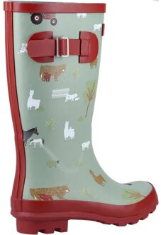 Kinder/Kinderboerderij Wellington Laarzen (Kaki Groen/Rood) Salie Groen