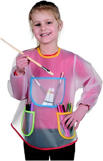 Kinder knutsel schort - verfschort - met zakken - transparant - Kliederschort voor kinderen Multi