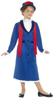 Kinder Kostuum -Kids tm 12 jaar- Victorian Nanny Blauw