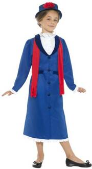 Kinder Kostuum -Kids tm 6 jaar- Victorian Nanny Blauw