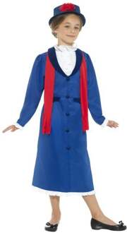 Kinder Kostuum -Kids tm 9 jaar- Victorian Nanny Blauw