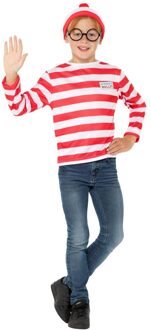 Kinder Kostuum -Kids tm 9 jaar- Where's Wally? Rood/Wit