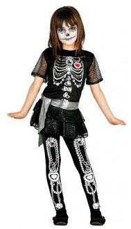 Kinder kostuum skelet jurkje met sieraden