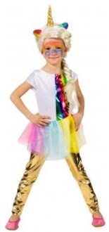 Kinder/meisjes legging/broek - metallic goud - polyester - verkleedkleding - verkleedfeestje