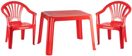 kinder meubels set - tafel met 2 stoelen - rood