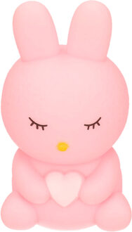Kinder nachtlampje/bureaulampje - konijntje met hartje - roze - 13 cm