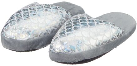 Kinder pantoffels/sloffen zeemeermin zilver slippers 30/31 - sloffen - kinderen Zilverkleurig