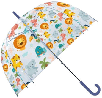 Kinder paraplu transparant jungle 48 cm
