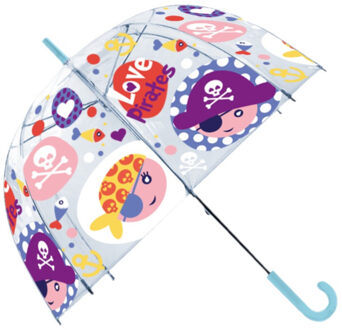 Kinder paraplu transparant Love Pirates 48 cm - Paraplu's Multikleur