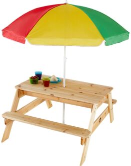 kinder picknicktafel met parasol hout Bruin