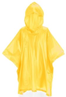 Kinder regen poncho - pvc - geel - in zakje - vanaf 4 jaar - noodponcho met capuchon - One size