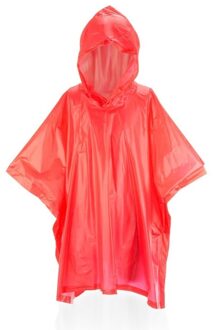 Kinder regen poncho - pvc - rood - in zakje - vanaf 4 jaar - noodponcho met capuchon - One size
