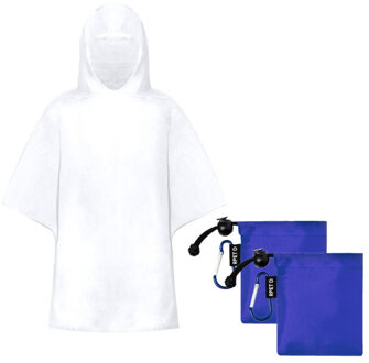 Kinder regenponcho - 10x - pvc - in blauw zakje - vanaf 4 jaar - noodponcho met capuchon - one size One size