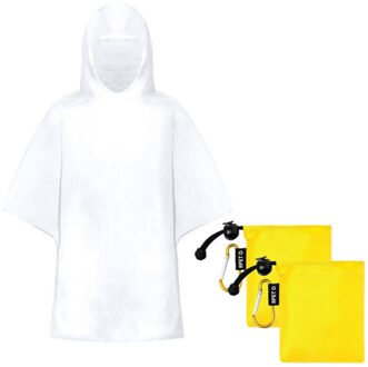 Kinder regenponcho - 4x - pvc - in geel zakje - vanaf 4 jaar - noodponcho met capuchon - one size