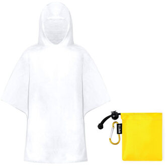 Kinder regenponcho - pvc - in geel zakje - vanaf 4 jaar - noodponcho met capuchon - one size One size