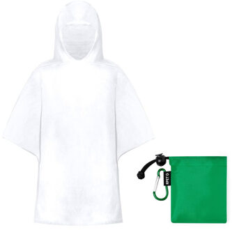 Kinder regenponcho - pvc - in groen zakje - vanaf 4 jaar - noodponcho met capuchon - one size
