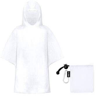 Kinder regenponcho - pvc - in wit zakje - vanaf 4 jaar - noodponcho met capuchon - one size