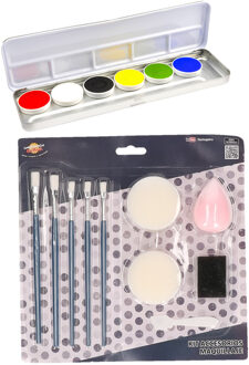 kinder schminken set 6-kleuren basic met grimeer gereedschap 10-delig