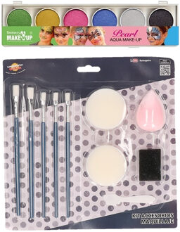 kinder schminken set 6-kleuren glitters met grimeer gereedschap 10-delig