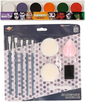 kinder schminken set in 6 Halloween thema kleuren met grimeer gereedschap 10-delig