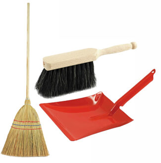 Kinder schoonmaak set 3-delig - Bezem Rood