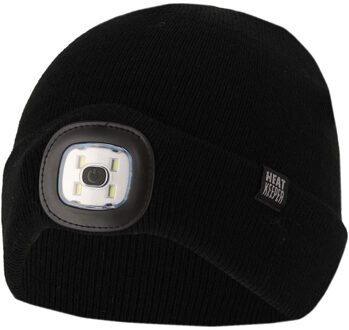 Kinder Thermo Muts met oplaadbaar Led lampje Zwart-9-12 jaar - 9-12 jaar