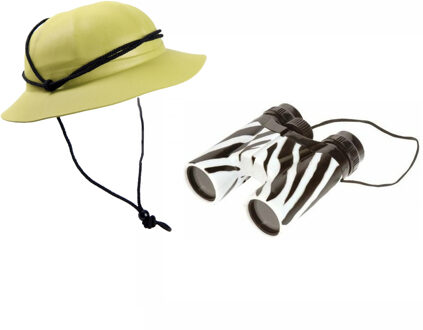 Kinder verkleedkleding set safari - 1x tropenhelm en 1x verrekijker