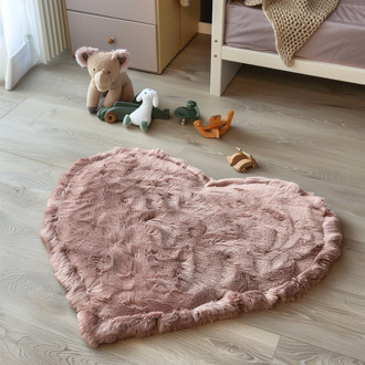 Kinder Vloerkleed Comfy Heart - Roze 150x80cm - Polypropyleen - Dekbed-Discounter.nl