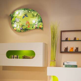 Kinder-wandlamp Wildernis met LED-lichteffecten groen