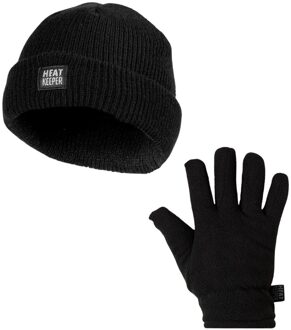 Kinder Winter Set - Muts + Handschoenen - Zwart-5-8 jaar - 5-8 jaar