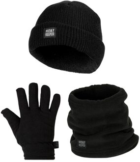 Kinder Winter Set - Muts + Nerkwarmer + Handschoenen - Zwart-5-8 jaar - 5-8 jaar
