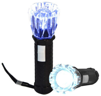 Kinder zaklamp op batterijen - 2x - zwart - 10 cm - taslamp
