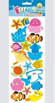 Kinder zeedieren stickers haaien en roggen - Stickers Multikleur