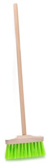 Kinderbezem van hout met groene haren 57cm