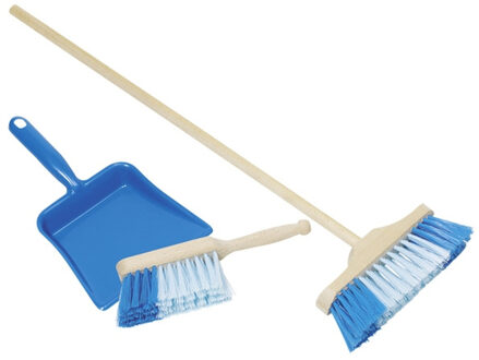 Kinderborstel Met Handveger En Blik Blauw