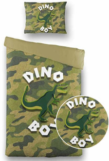 Kinderdekbedovertrek Dino Army - 140x200220 Cm Groen - Dieren - Fresh And Co Kids - Dekbed-Discounter.nl - 140 x 200/220 cm