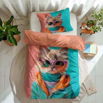 Kinderdekbedovertrek Katoen - 140x200 Cm Meerkleurig - Dieren - Fresh And Co Kids - Dekbed-Discounter.nl - 140 x 200 cm