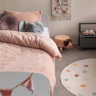 Kinderdekbedovertrek Teddy Kids - 140x200220 Cm Roze - Effen - Fresh And Co - Dekbed-Discounter.nl
