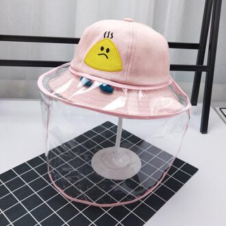 Kinderen Baby Bescherming Hoed Zonnebrandcrème Uv Schaduw Visser Hoed Anti-Fog Speeksel Isolatie Masker roze