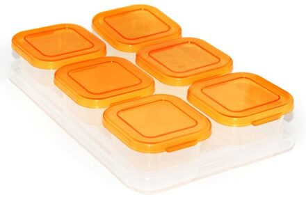 Kinderen Babyvoeding Container Koelkast Bevriezen Kubussen Met Lade Opbergdoos Oranje