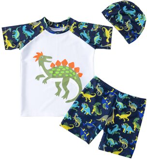 Kinderen Badpak Badmode 3Pcs Set Hoed + T-shirt + Broek Jongen Jongens Leuke Zonnebrand Badpak Zwemmen cap Oude Baby Zwemt 1-3 Years