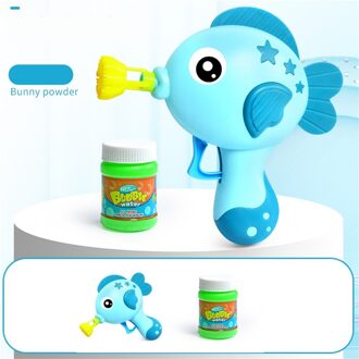 Kinderen Bubble Gun Speelgoed Cartoon Vis Zeep Water Bubble Machine Een-Key Automatische Bubble Machine Speelgoed Bubble Speelgoed Machine 100Ml Blauw
