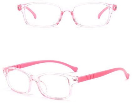 Kinderen Computer Blauw Licht Bril Anti Stam Bescherming Eye Filter Rechthoekige Frame Uv Ray Blocker Nep Lezen Lens Gaming doorzichtig roze