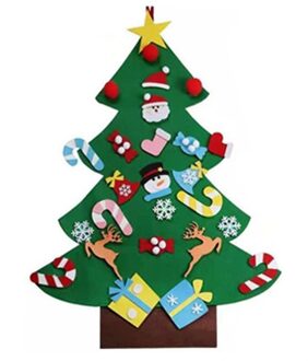 Kinderen Diy Kerstboom Handgemaakte Vilt Doek Kerstboom Vilt Stereo Kerstboom Glad Snijden doorzichtig