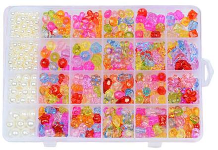 Kinderen Diy Kraal Set 24 Verschillende Vormen Kleurrijke Kralen Doos Diy Handgemaakte Kralen Speelgoed 7
