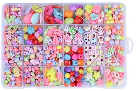 Kinderen Diy Kraal Set 24 Verschillende Vormen Kleurrijke Kralen Doos Diy Handgemaakte Kralen Speelgoed