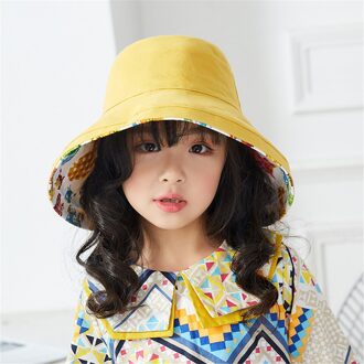 Kinderen Double Side Draag Visser Katoen Emmer Hoed Kids Meisjes Leuke Zonnebrandcrème Fedora Outdoor Wandelen Strand Panama Cap kleur 1