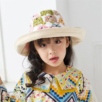 Kinderen Double Side Draag Visser Katoen Emmer Hoed Kids Meisjes Leuke Zonnebrandcrème Fedora Outdoor Wandelen Strand Panama Cap kleur 2